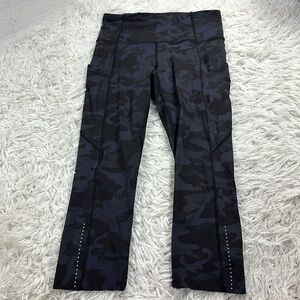 Lululemon Fast and Free Crop II 19" *Nulux Incognito Camo Multi Grey